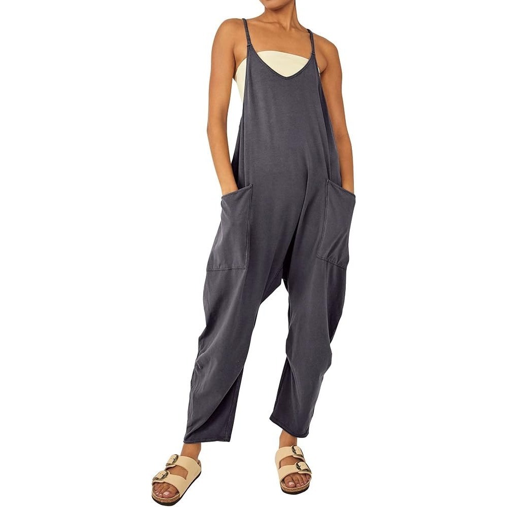 FP Movement Hot Shot Womens Med Black Relaxed Slouchy Jumpsuit Oversized